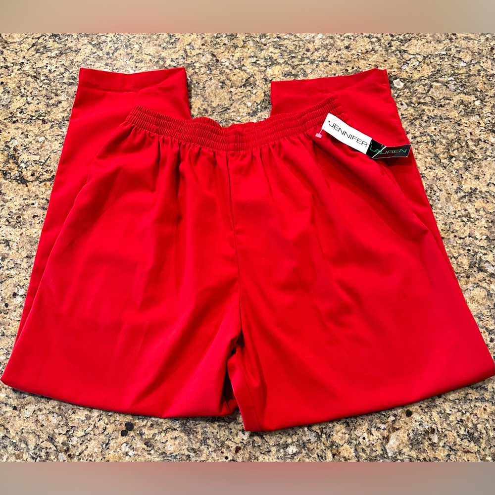 Jennifer Lauren Women’s Red Elastic Waist Pants w/Pockets - Size 1X